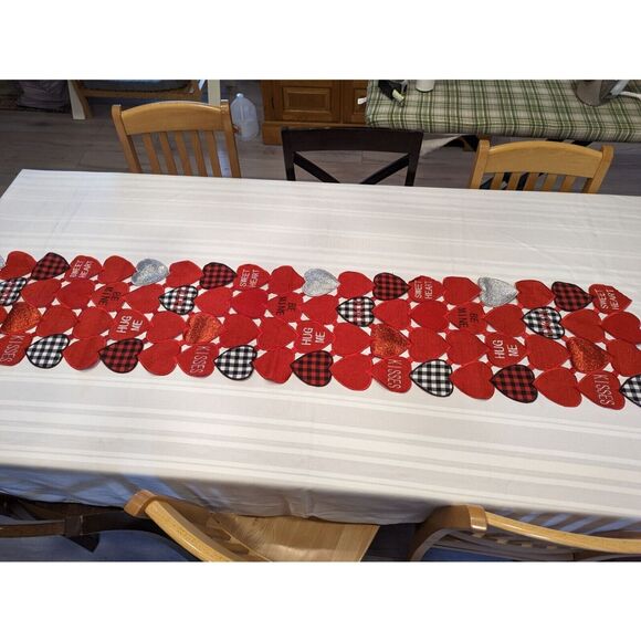 Red Hearts Valentine Table Runner Red Plaid and black and Red Heart's - Picture 10 of 11
